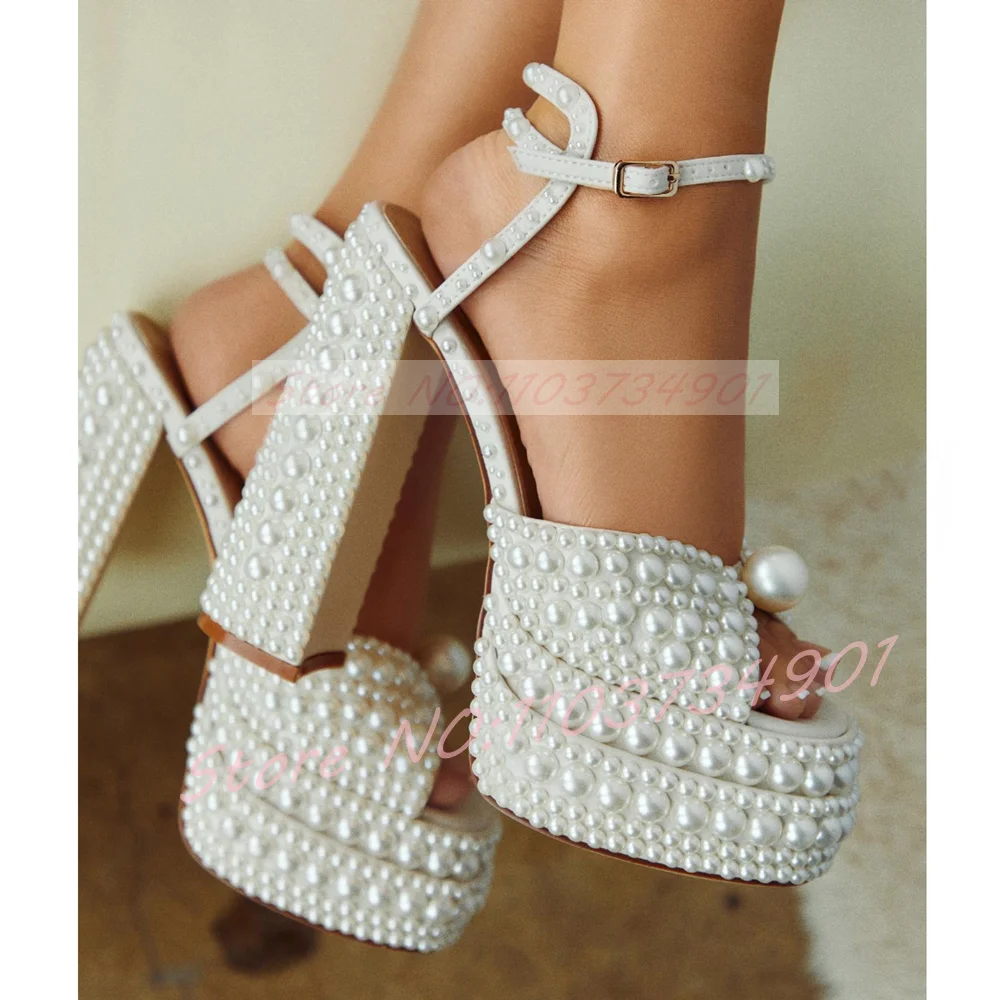 Women's White Pearl Platform S - Wedding Super avis et prix