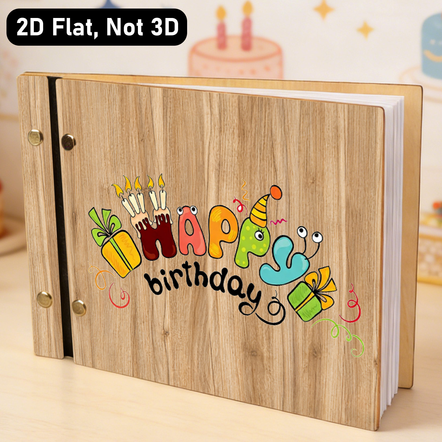 Cute Happy Birthday Wooden Gue - Personalized Guest Book avis et prix