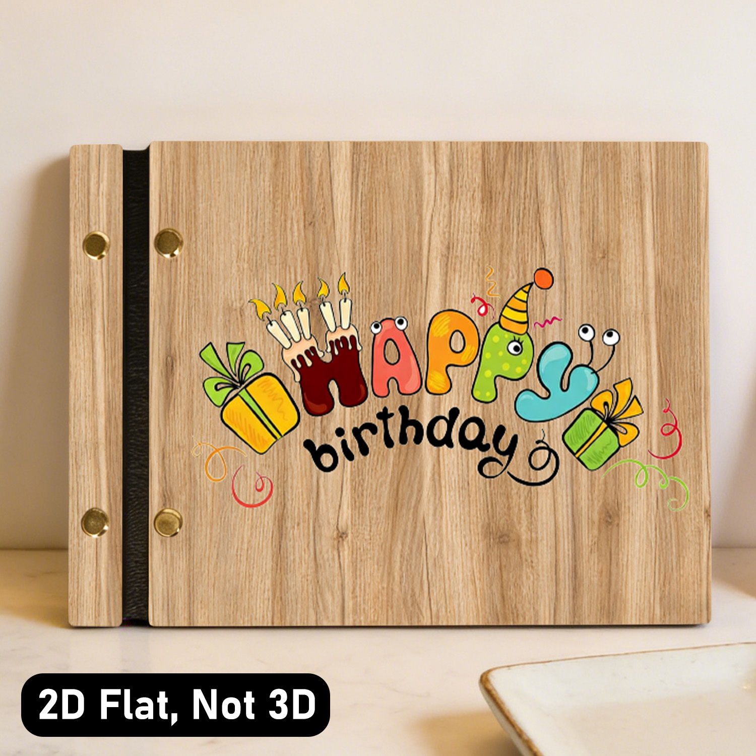 Cute Happy Birthday Wooden Gue - Personalized Guest Book avis et prix