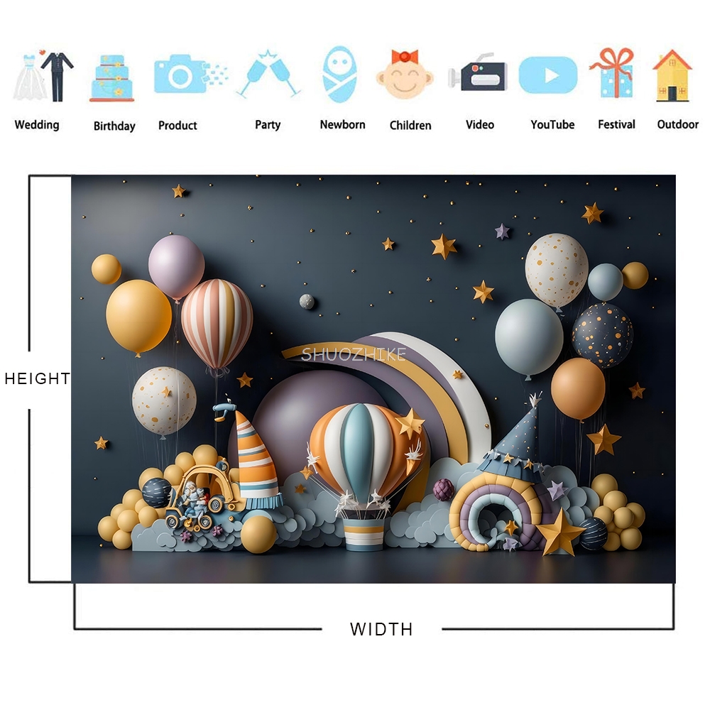 Photography Backdrop 3D Balloo - Wedding Qq avis et prix
