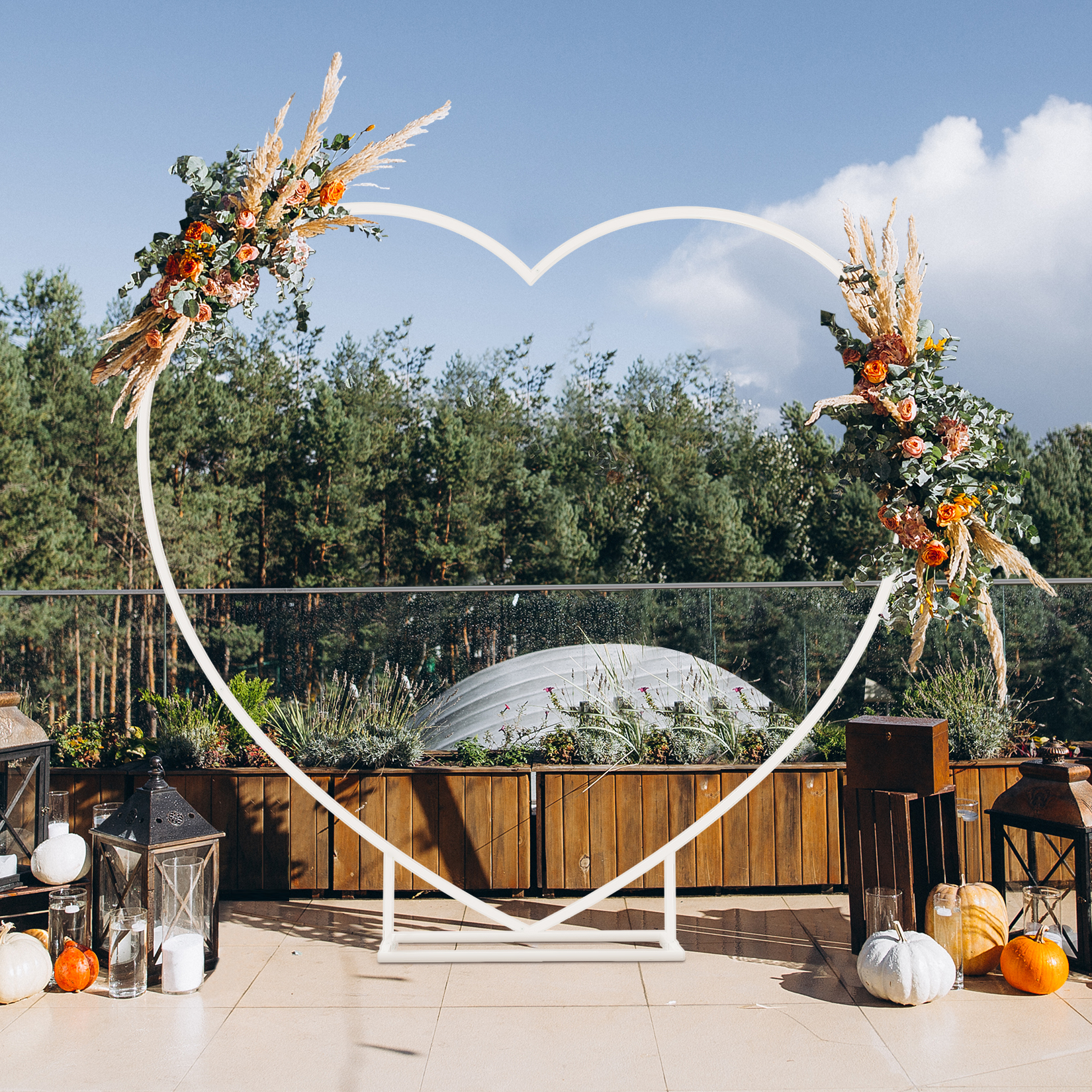 Heart Shaped White Metal Ballo - Wedding Balloon Arch avis et prix