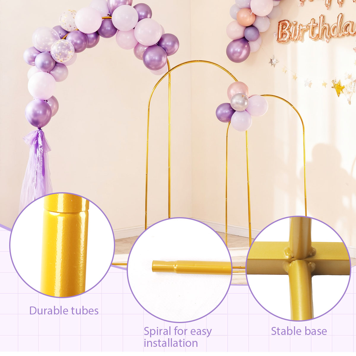 3Pack Golden Metal Arch Kits,  - Wedding Balloon Arch avis et prix